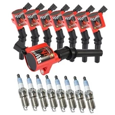  8 Pack Curved boot Ignition Coils & Spark Plug SP479, 8 Coils & 8 Spark Plugs