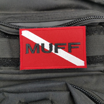 MUFF DIVER ill Gear Hook Patch Black OPS Scuba Diving Cave Commercial Red Badge