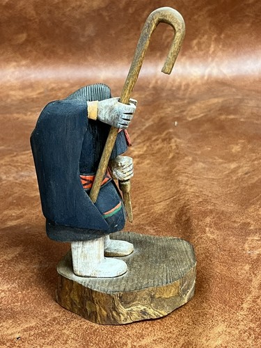 Vintage Handmade Wooden Hopi Soyoko 7 1/2” Sculpture By Ted Francis - Picture 4 of 9