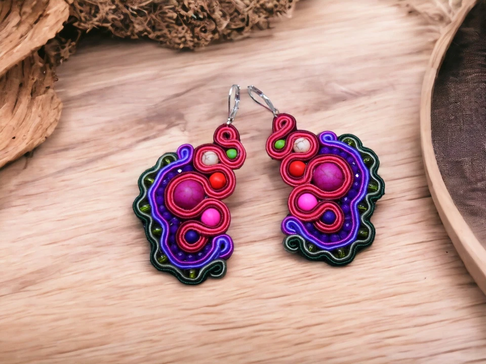 Ohrringe Technik soutache Kunsthandwerk  - Bild 4 von 4