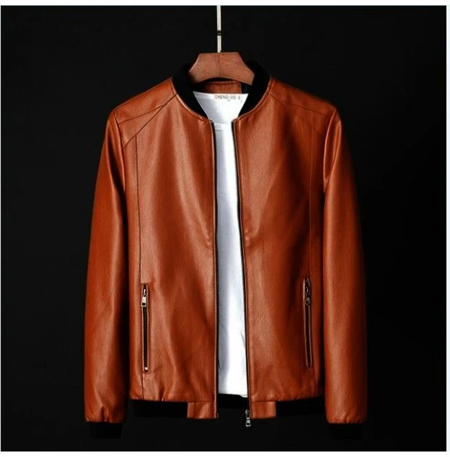 Handmade Men Brown Baseball Leather Jacket, Fashion Jacket, Men Office Jacket,