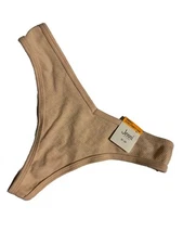 JENNI Ribbed Thong Panty Underwear Small Chai