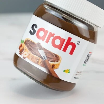 A1 GRAPHICS & APPLICATIONS Personalised Nutella Chocolate Spread Label Vinyl Sticker Funny Novelty Gift