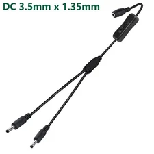 DC Y Splitter Power Cable 3.5mm x 1.35mm Female to 2 Male with On/Off 304 Switch