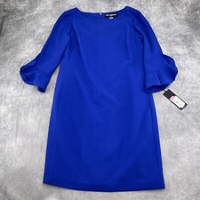 Karl Lagerfeld Dress Women 12 Royal Blue Sheath Ruffle Classic Party Stretch NWT