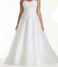 David  s Bridal Strapless Dress Gown Tulle Lace Plus Size 18 NEW WITH TAGS