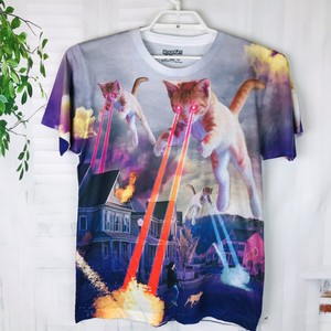 cat laser eyes t shirt