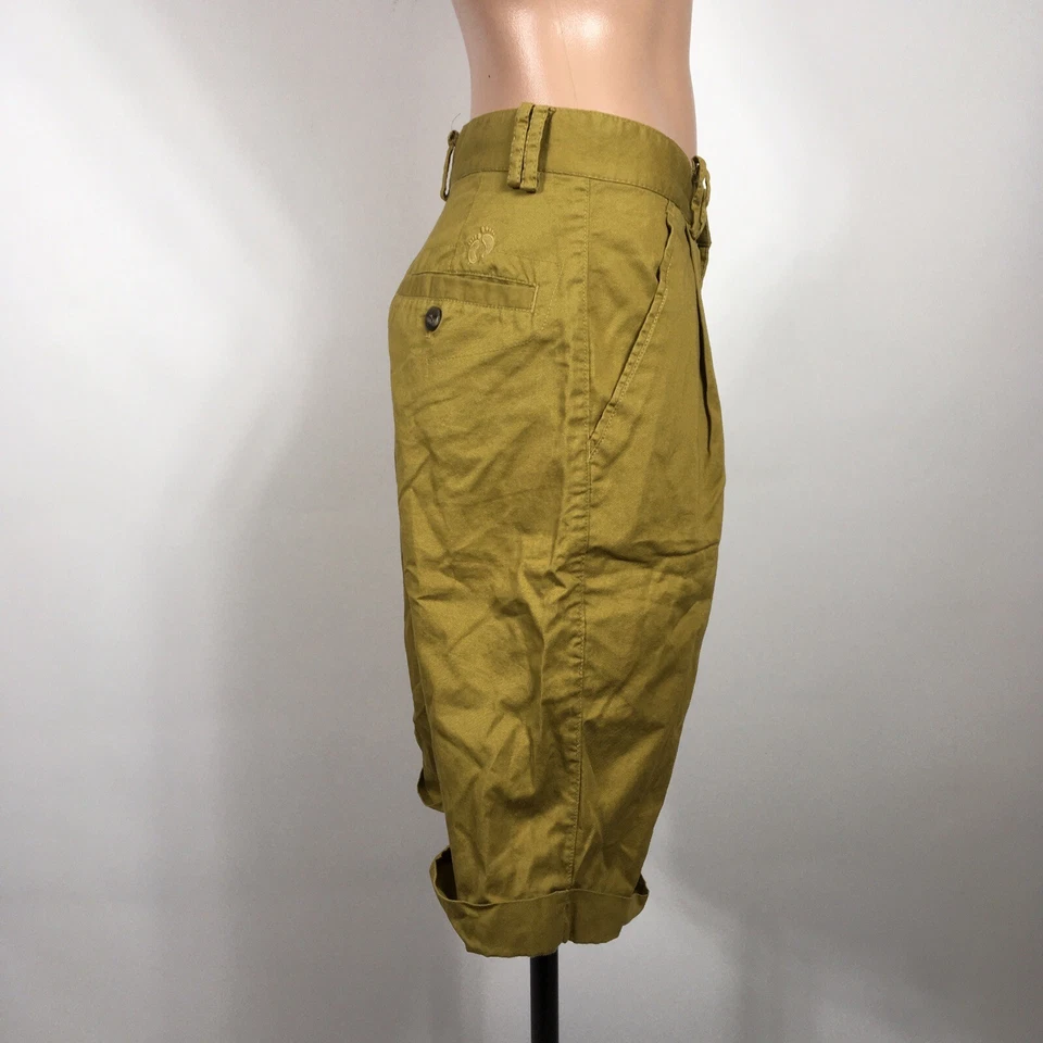 VTG 80s 90s Hang Ten Shorts Sz M Olive Green Cuffed MOM High Waist Pleated Taper - Image 4 of 4