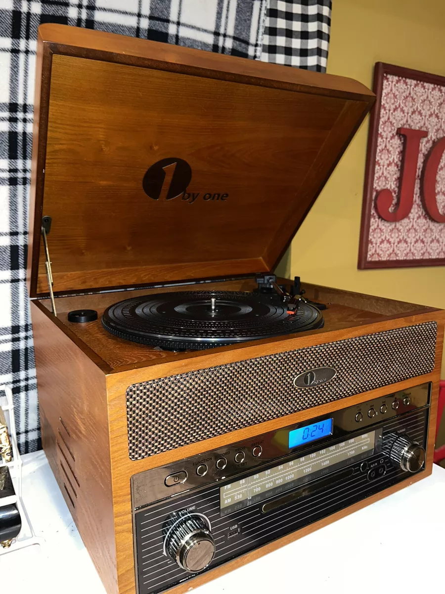 1byone Nostalgic Wooden Turntable