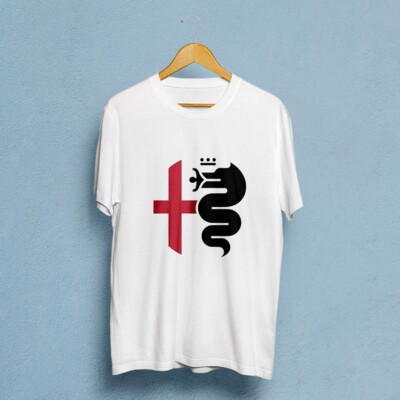 Red and Black Alfa Romeo Men's White Clothing