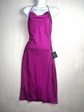 NWT Lulus XS Satin Cowl Neck Neck Tie Midi Slip Dress Pink Fuchsia