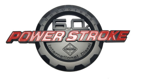 2x 6.0L Power Stroke International Side Fender Emblem Badge for F250 F350 red - Picture 3 of 4