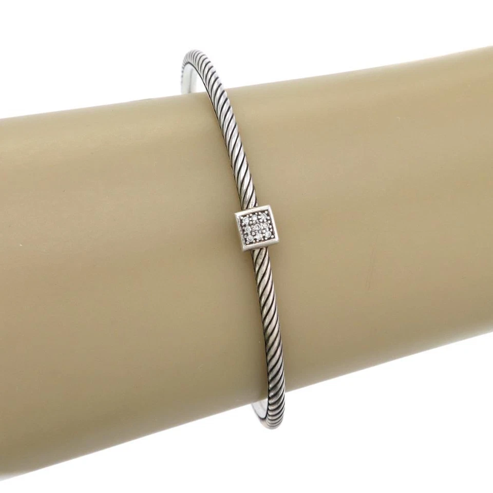 Brazalete Cable David Yurman Confeti Diamante Plata Esterlina LIQUIDACIÓN Foto 4 de 4