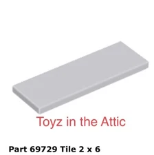 Lego 2x 69729 Light Bluish Gray Tile 2 x 6 10497