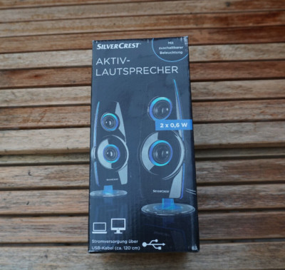 SilverCrest Computer Boxen AKTIV Lautsprecher Schwarz LED zuschalt. Beleuchtung