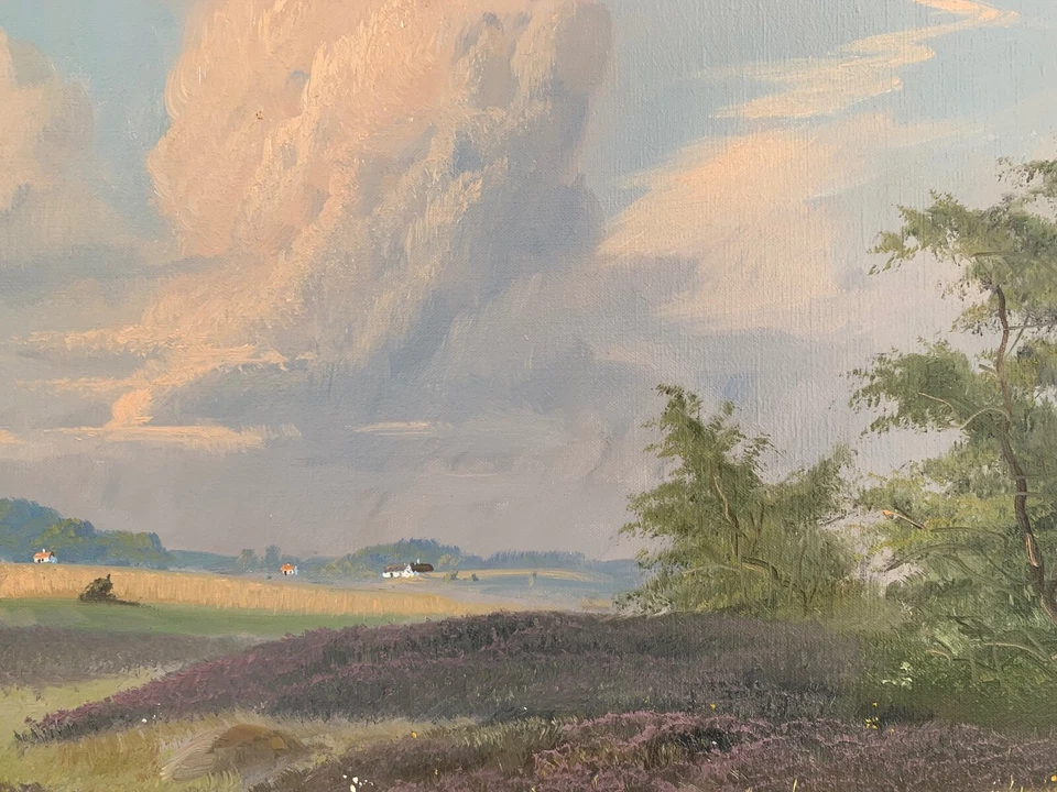 Ölbild Impressionist Weite Sommerlandschaft Bilderrahmen Gold Borge Ruud - Bild 4 von 4