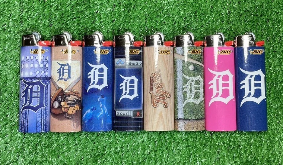 NEW 8pc LARGE size Detroit tigers MLB baseball bic lighters LIMITED