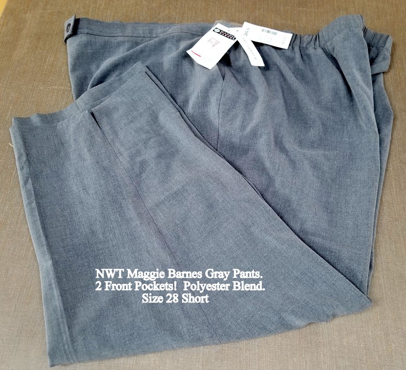 NWT Women's Maggie Barnes Gray Pants Poly Blend Plus Size 28WS (Short) w/Pockets