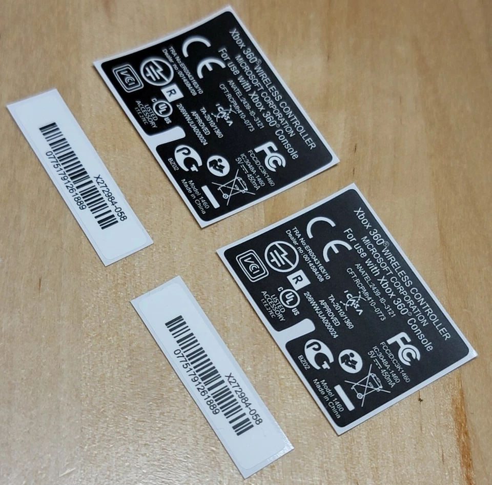 2 (TWO) Sets Microsoft Xbox 360 Wireless Controllers Replacement Label Sticker - Image 3 of 4