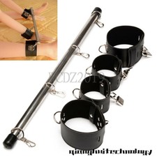 Unisex Handcuff Lockable Binding Slaver Spreader Bar Wrist Ankle Cuff Restraint
