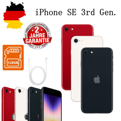 NEU Apple iPhone SE 3rd Gen. 128GB (Ohne Simlock) Schwarz Weiß Rot  Versiegelte