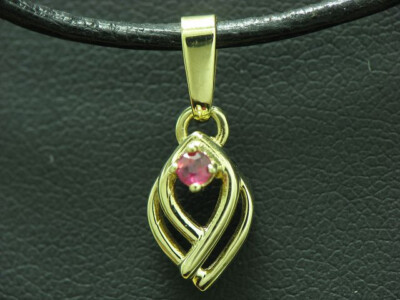 Gelbgold Rubin Anhänger 8kt 333 Gold 0,05ct Rubin 0,7g
