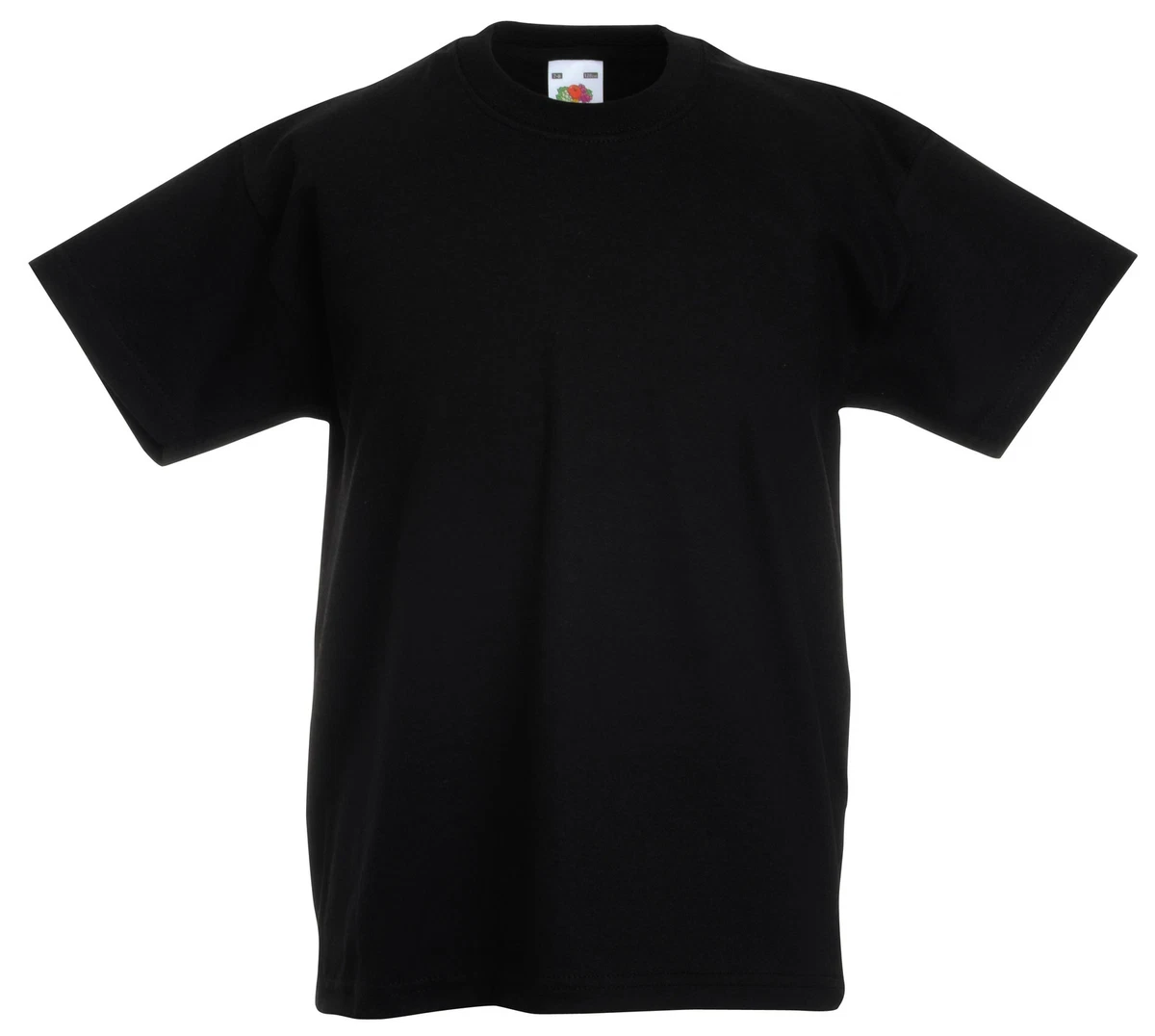 FRUIT OF THE LOOM PLAIN BLACK CHILDS BOYS GIRLS T SHIRT ALL SIZES