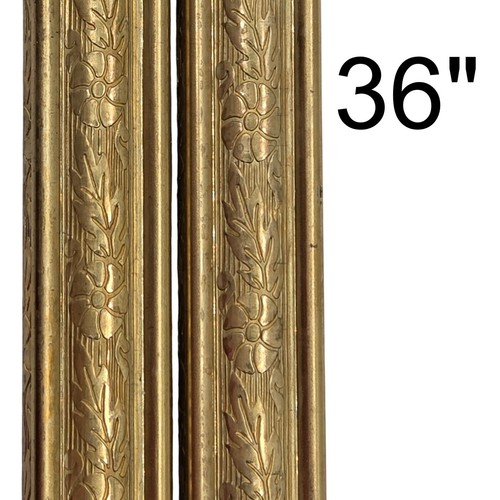 Floral Embossed Square Brass Tubing Pipe Pole Sleeve 36" Long x 3/4" - Lot of 2