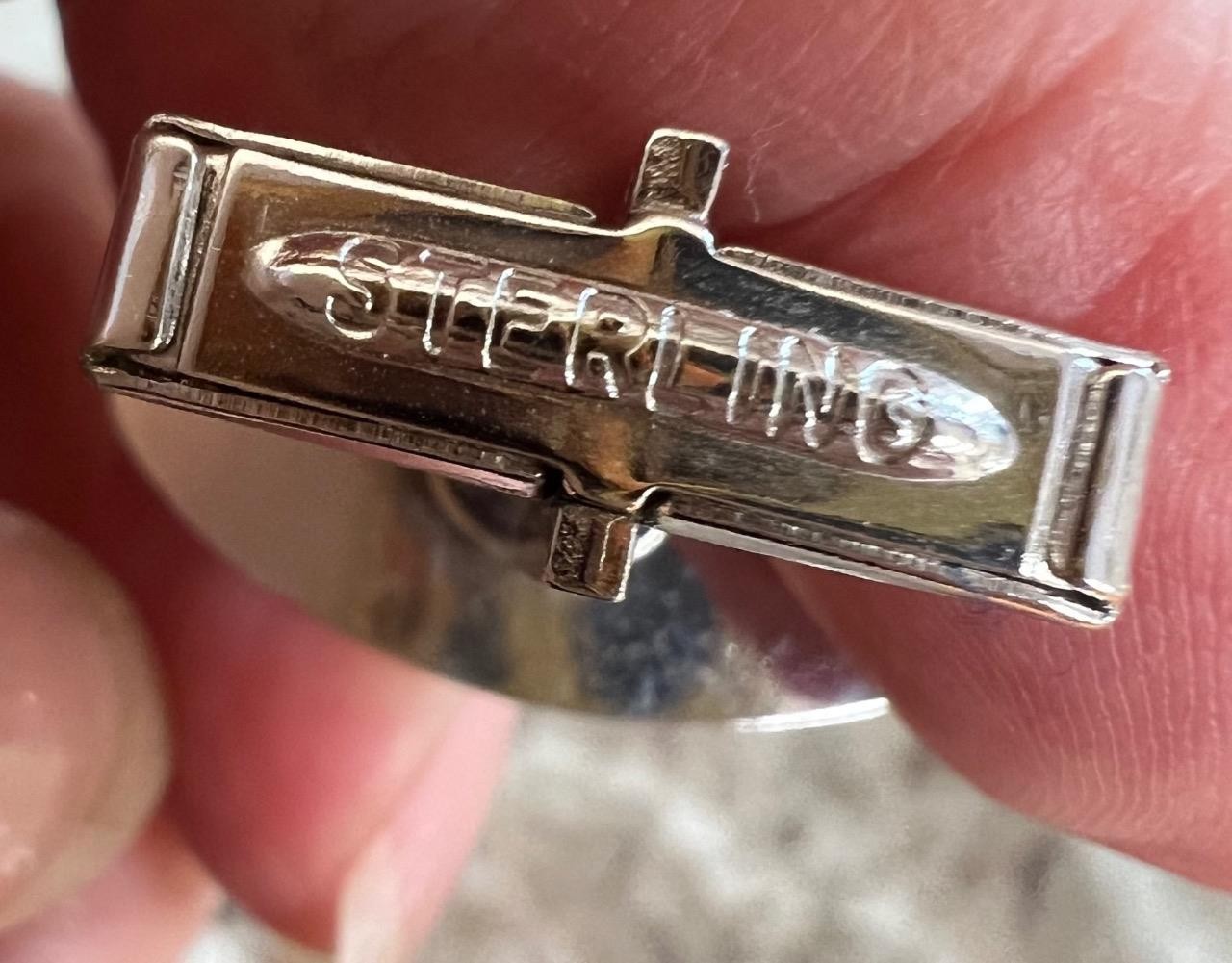 SOLID Sterling Silver Cufflinks Art Deco MCM Retr… - image 2