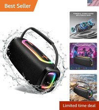 60W Portable Bluetooth Speaker with 36H Playtime  RGB Lights for Parties
