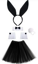Sexy Bunny Costume Set for Women Rabbit Ear Headband, Playboy Bunny Fancy Dress