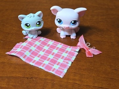 2005 LPS Littlest Pet Shop PIG #87 & Gray KITTEN Kitty Cat #88 Pet Pairs Picnic