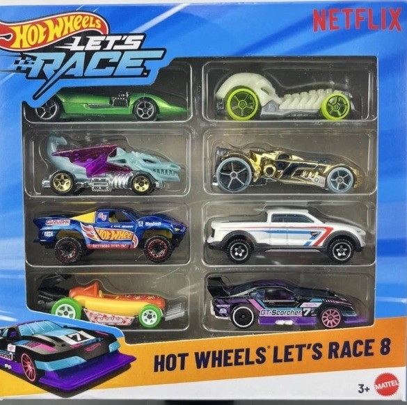 Hot Wheels 2025 Mainline Hot Wheels lets Race 8 Pack GT-Scorcher Dragon Blaster