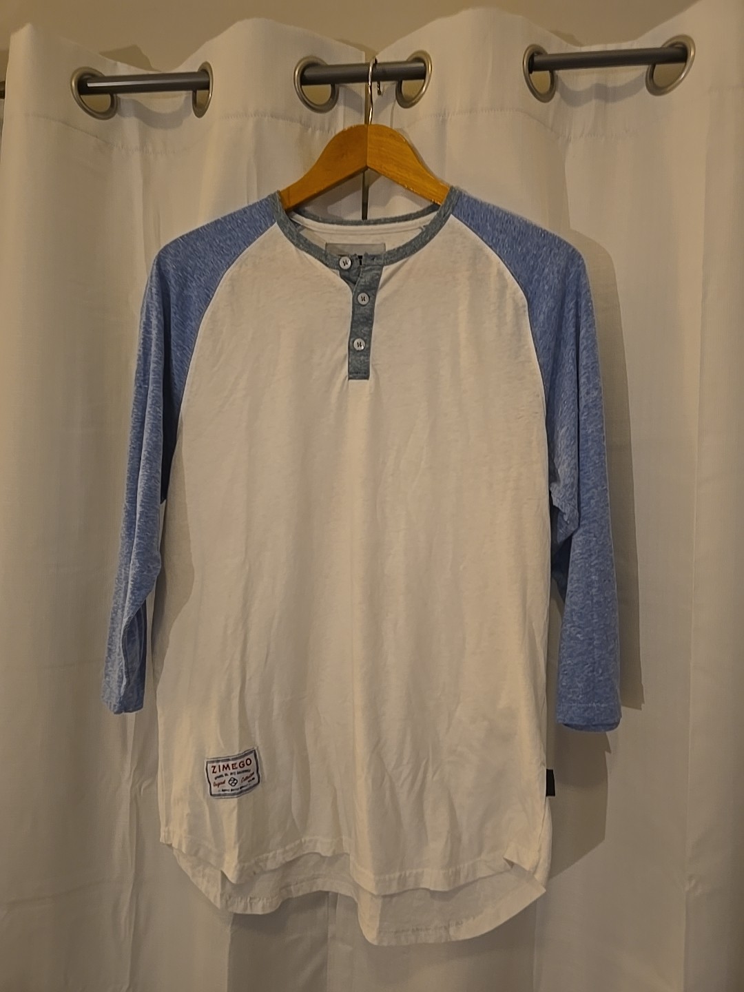 Zimego Mens 3/4 Length Large Henley Shirt