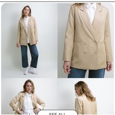 Darling Beige Double-Breasted Blazer