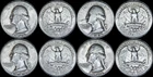 1936-P 1946-D 1949-D 1954-S Washington Quarters. 4 Coin Set 90% Silver.