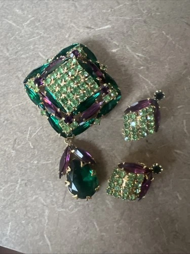 Juliana Vintage Rhinestone Costume Jewelry Necklace, Earrings, Pins, Brooch