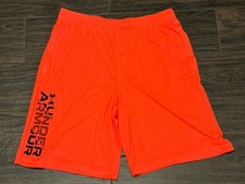Under Armour Prototype 2.0 Wordmark Shorts-Boys YXL-Orange-NWT