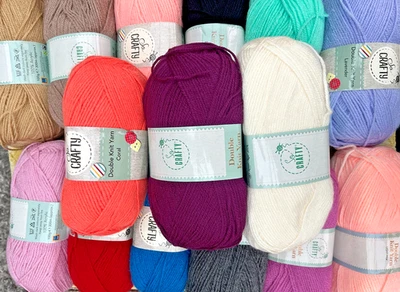 100gm BALLS OF SO CRAFTY ACRYLIC DOUBLE KNITTING YARN