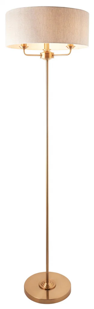 Floor Light Brass Highclere 3 Vintage Natural Endon 110724