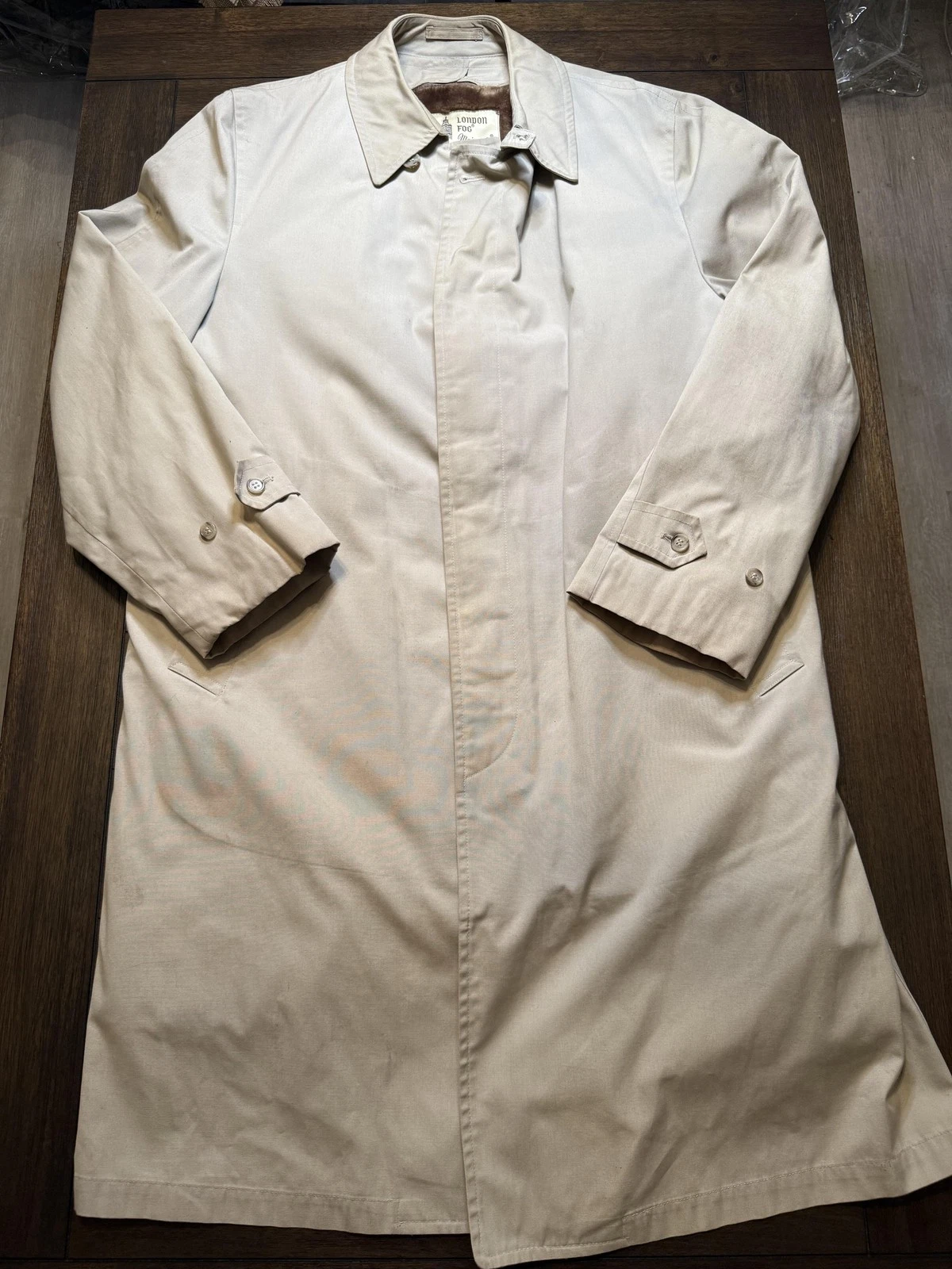 London Fog Maincoats Rain Coat Mens 42 Long Beige Zip Out Plush Liner Claeth