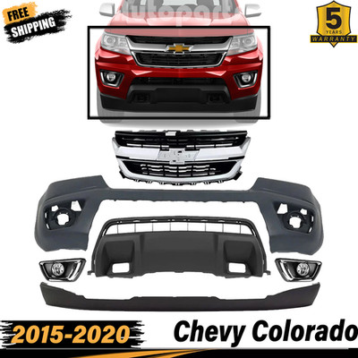 New Front Bumper Cover Primed & Grille Assembly Kit For 2015-2020 Chevy Colorado