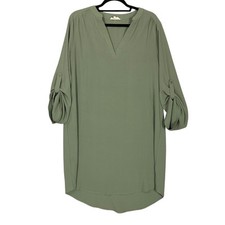 eesome Olive V Neck Shirt Dress Size Large