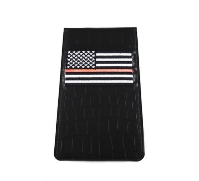 NEW Go To Caddie Black USA Flag Thin Red Line Yardage Book/Scorecard Holder