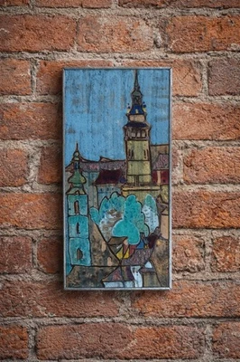 Tableau émaux vintage signé Jurkovic 1989 Art galerie Prague – art mural... - Photo 1/2
