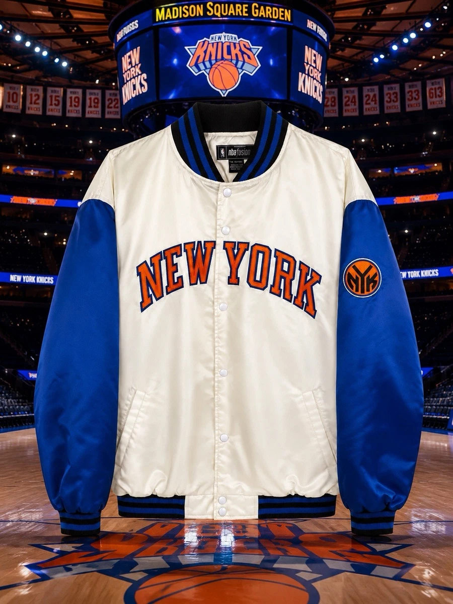 VTE Y2K Reebok NBA Fusion New York Knicks Satin Bomber Jacket