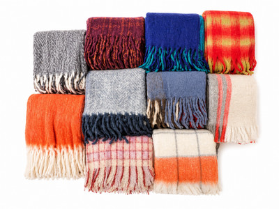 10 Wool Blend Throw Blankets Bulk Lot Plaid Fringe Colorful Cozy Boho Farmhouse