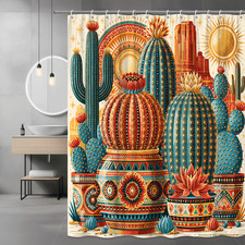 Boho Cactus Desert Sun Shower Curtain Print
