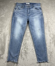 Moussy Vintage Howa Ankle Jeans Women s 31 x 27 Stretch Distressed Raw Hem Japan