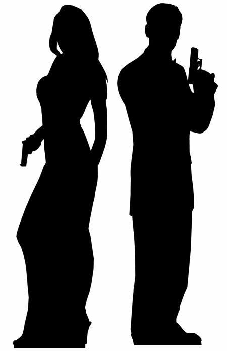 Secret Agent Male and Female Silhouette Double Pack Lifesize Cardboard Cutout